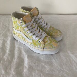 Vans Women's Swirl Pattern High-Tops - Yellow and Green